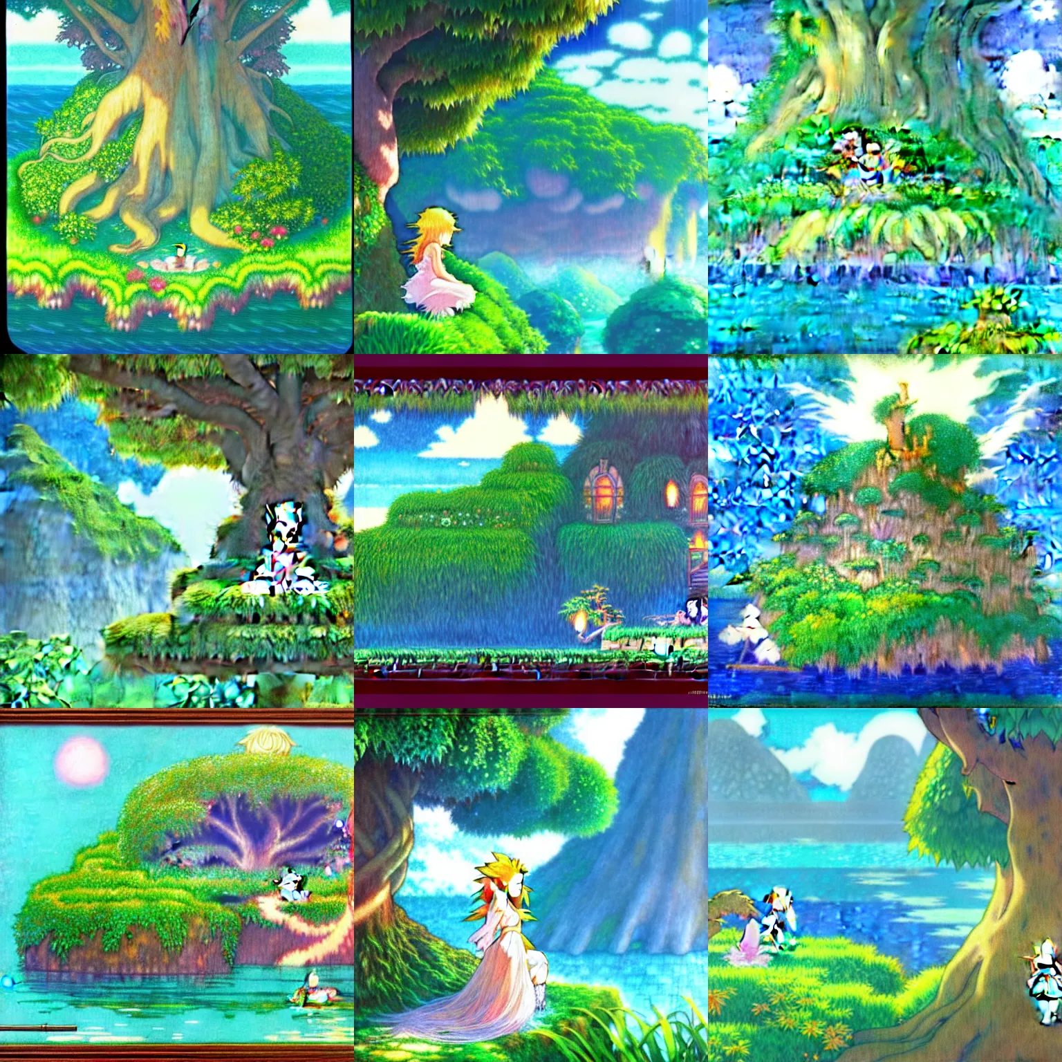 Prompt: secret of mana, misty island, ghibli, mucha, high quality, photorealism