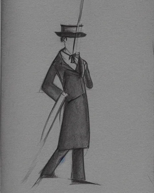 Prompt: a sketch of a person with a cane