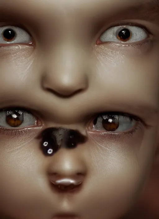 Image similar to closeup portrait of a Black-Eyed Child ghost, depth of field, zeiss lens, detailed, symmetrical, centered, fashion photoshoot, by Annie Leibovitz and Steve McCurry, David Lazar, Jimmy Nelsson, Breathtaking, 8k resolution, extremely detailed, beautiful, establishing shot, artistic, hyperrealistic, beautiful face, octane render