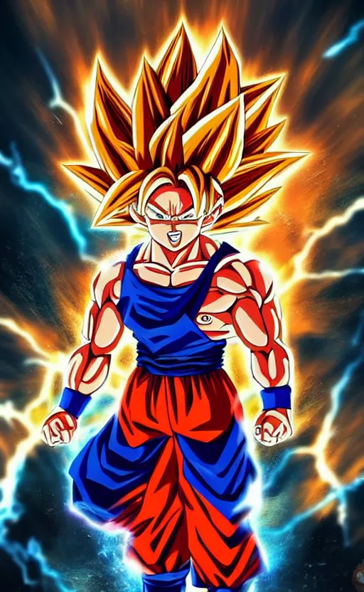 goku super saiyan 5, epic poster, storm in the, Stable Diffusion