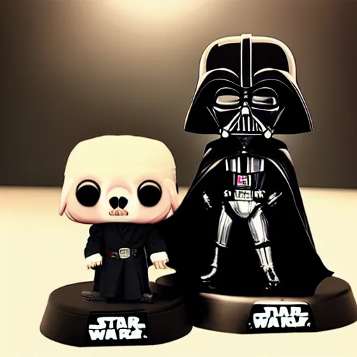 Prompt: funko pop of darth vader holding a ferret, product photo, studio lighting, realistic