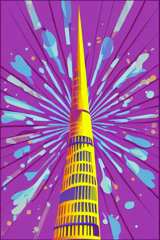 Image similar to minimalist boho style art of colorful berlin television tower, illustration, vector art