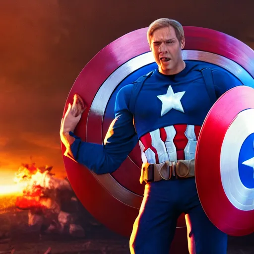 Image similar to Scooby Doo as Captain America, epic, movie still, photorealistic, cinematic, 8k,