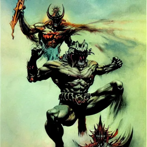 Prompt: demon by Frank Frazetta,fantasy artwork,bold,striking