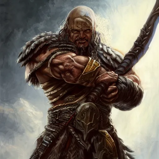 Image similar to a barbarian from diablo in heavy armor, artstation hall of fame gallery, editors choice, # 1 digital painting of all time, most beautiful image ever created, emotionally evocative, greatest art ever made, lifetime achievement magnum opus masterpiece, the most amazing breathtaking image with the deepest message ever painted, a thing of beauty beyond imagination or words