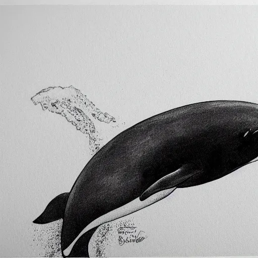 Image similar to ink line drawing of a killer whale