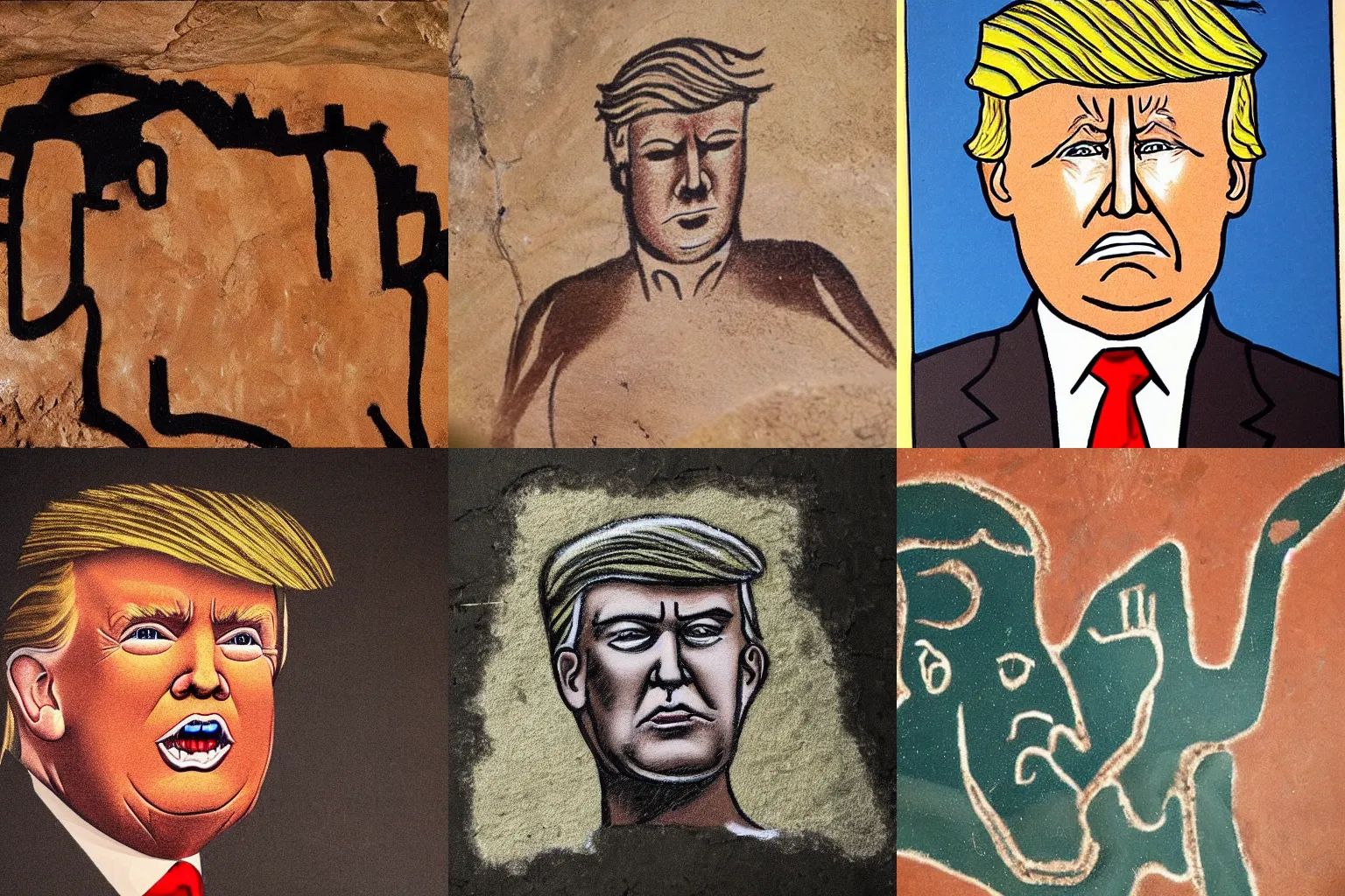 Prompt: a cave painting of Donald trump