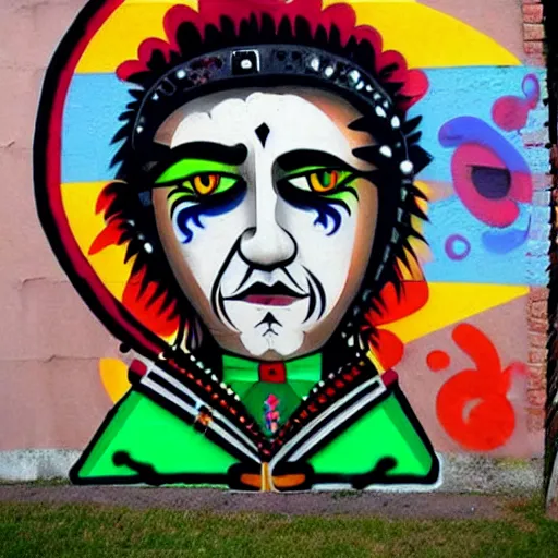 Image similar to transylvanian folk art, in the style of graffiti, made by jr