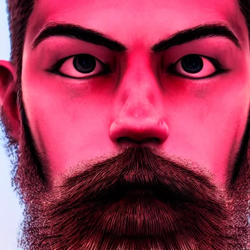 Image similar to an extreme close - up portrait of a neon glowing human beard, photographic filter, unreal engine 5, realistic, hyperdetailed, 8 k, cinematic, volumetric lighting, very realistic effect, hd, hdr, 4 k, sharp focus, octane render, ultra detailed, high resolution, trending on artstation in the style of albert dros glowing rich colors powerful imagery