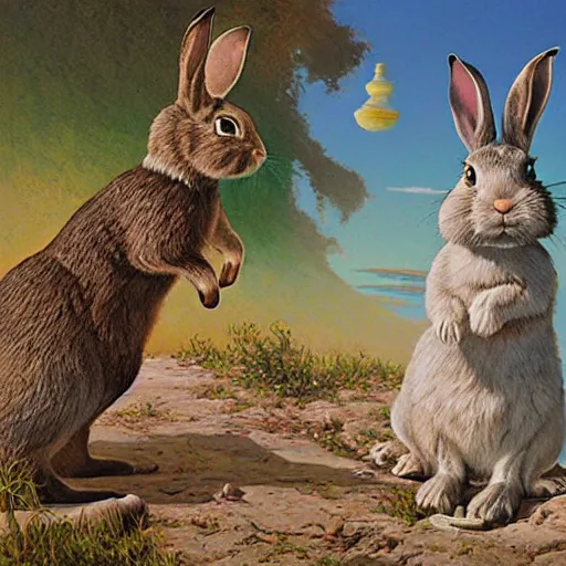 Image similar to rabbit explorer by James Gurney.