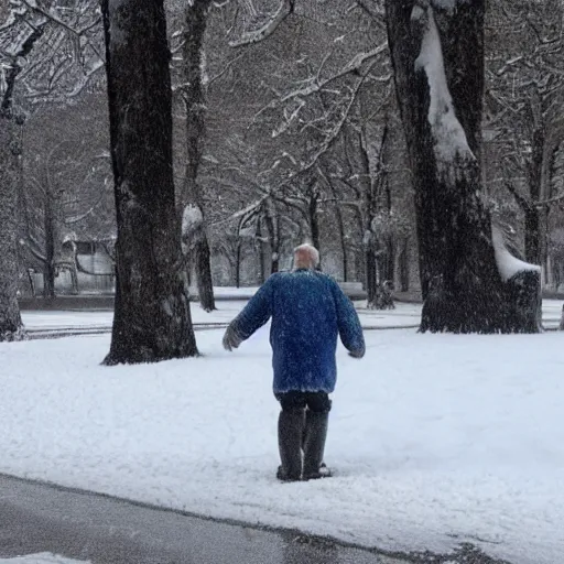 Image similar to an old man covered in snow