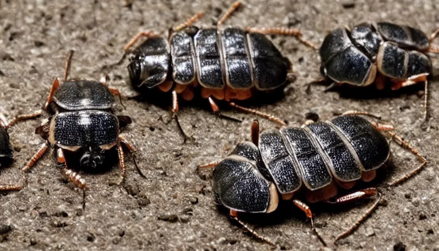 Image similar to Big budget horror movie about killer pillbugs.