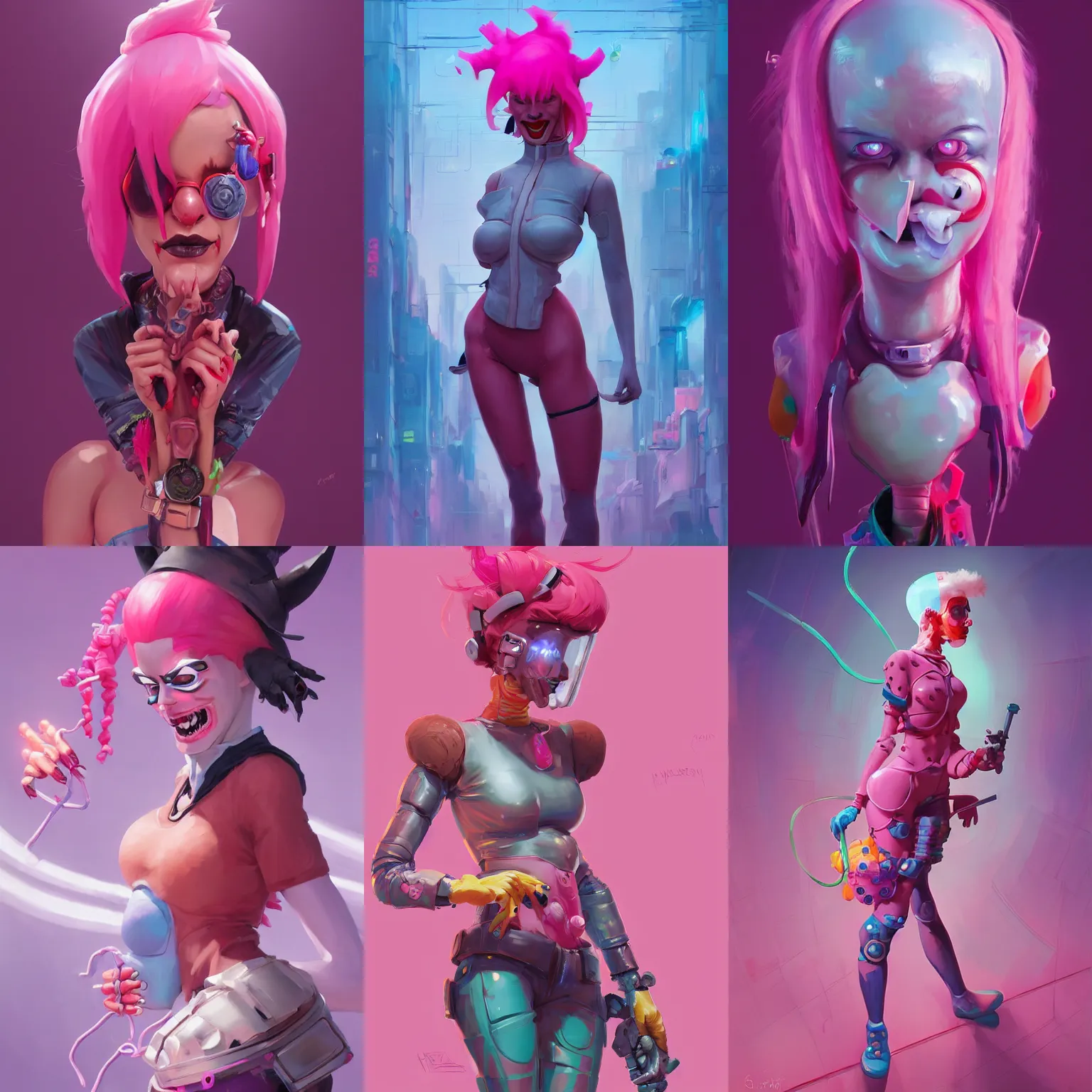 Image similar to cyberpunk clown girl made of pink slime, cartoon, transparent, behance hd artstation by jesper ejsing by rhads, makoto shinkai and lois van baarle, ilya kuvshinov, ossdraws