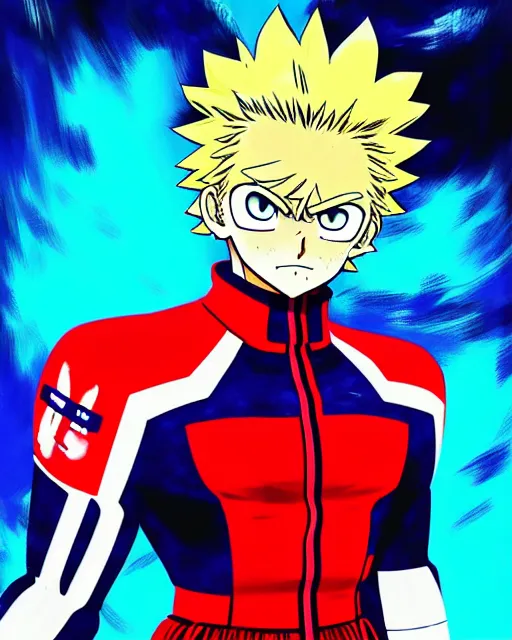 Image similar to ilya kuvshinov anime illustration of all might my hero academia underwater wearing yeezy streetwear, last exile, murata range, fine detail, perfect anime face, dramatic lighting, dynamic composition, art deco, cel shading, vivid, stippled lighting, rich texture, ( ( ( colorful ) ) )