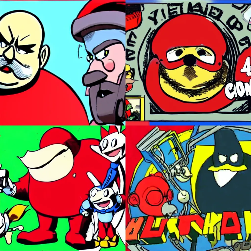 Prompt: dr robotnik in a sincere youtube apology video, 480p, grainy, comic book style