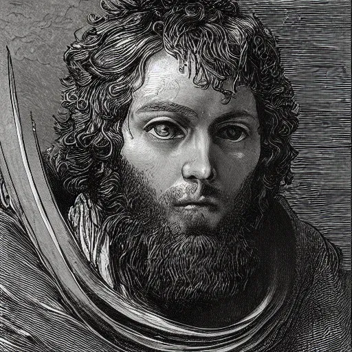 Image similar to closeup portrait of lord macbeth, the thane of glamis, high detail, illustration by gustave dore