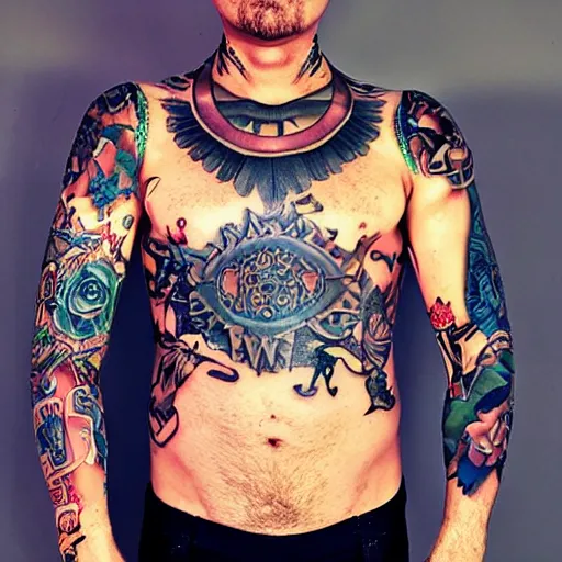 Prompt: A tattooed man