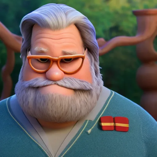 Image similar to jeff bridges as a pixar disney character from up ( 2 0 0 9 ), unreal engine, octane render, 3 d render, photorealistic