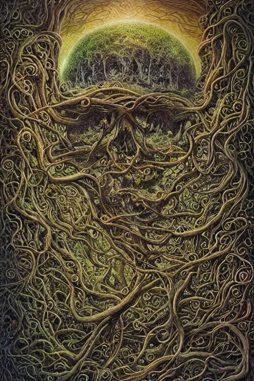 Image similar to Floating skull shaped island made of vines and earthart by visionary artist peter gric in hyperdetailed surreal fantastic style. Floating skull by hannah yata in visionary-psychedelic style earthart skull generative artwork by midjourney. Spiritual shamanic artifact skull decorated with gems and gold by billelis polished ominous photorealistic mysterious intricate hyperdetailed galactic expansive ethereal elemental detailed complex Earthart skull collage generated in discodiffusion or dall-e2 trending on Artstation hyperdetailed 8k resolution concept art 64 megapixels 8K resolution depth of field DSLR subtractive lighting tilt-shift wide-angle lens Skull made of smaller skulls made of smaller skulls surrealist fractal art gigapixel resolution 8K 3D | CGSociety | volumetric light | lightrays | smoke | cinematic | atmospheric | octane render | insanely detailed and intricate | hypermaximalist | elegant | ornate | luxury | elite | Floating skull hyperdetailed insanely complex artwork by psikodelicious art & design | gigapixel render | visions of chaos | midjourney | discodiffusion | complex hyperdetailed fantastic realism artwork made with dall-e2