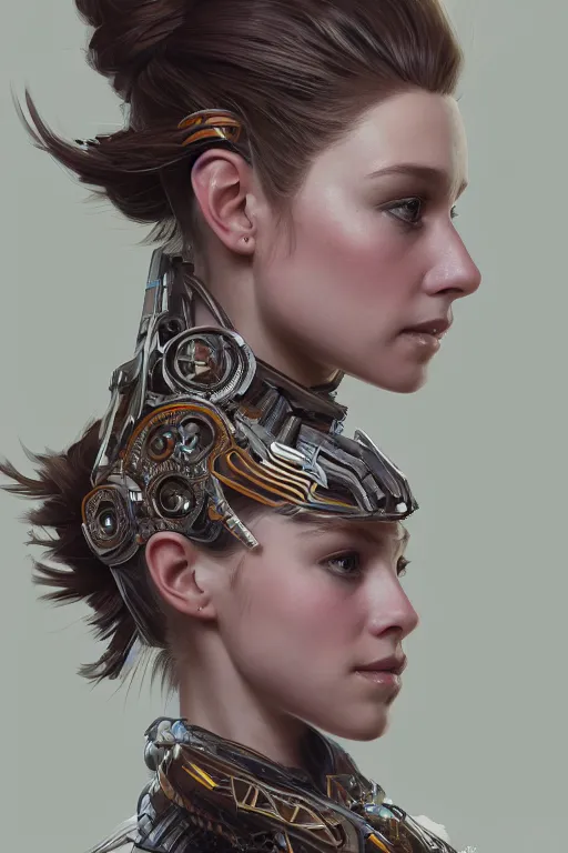 Image similar to symmetry!! portrait of sydney sweeny in the style of horizon zero dawn, machine face, intricate, elegant, highly detailed, digital painting, artstation, concept art, smooth, sharp focus, illustration, art by artgerm and greg rutkowski and alphonse mucha, 8 k