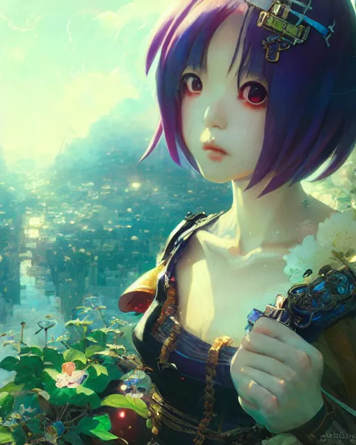 Prompt: mirei kiritani as anime girl, mushroom kingdom, fantasy character portrait, concept art, interesting angle, intricate details, highly detailed by greg rutkowski, gaston bussiere, craig mullins, simon bisley