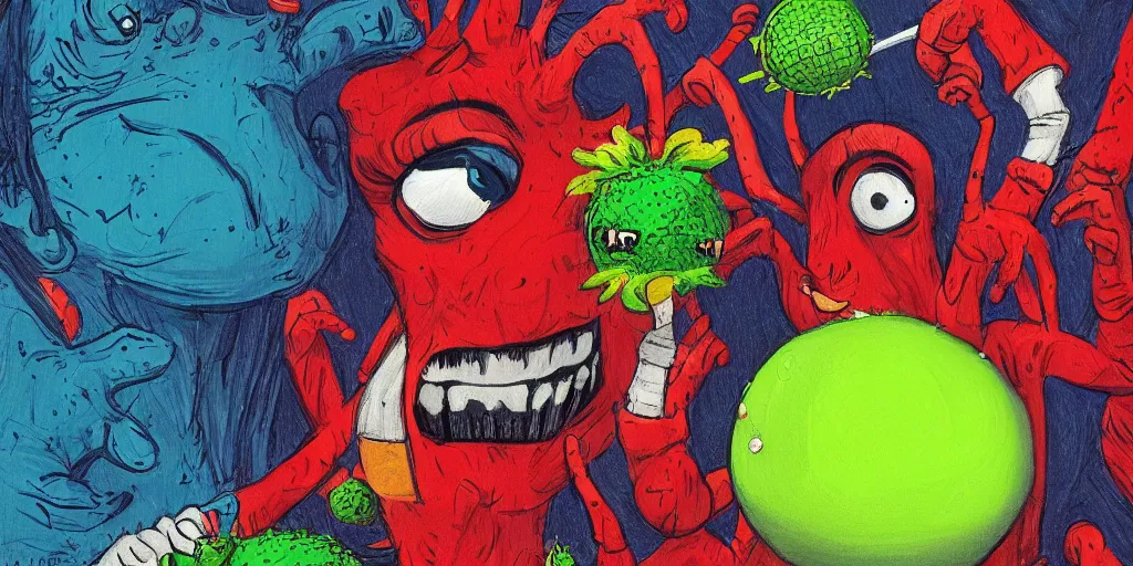 Image similar to a poser of where's waldo tennis ball monsters, colorful, digital art, fantasy, magic, chalk, trending on artstation, ultra detailed, professional illustration by basil gogos