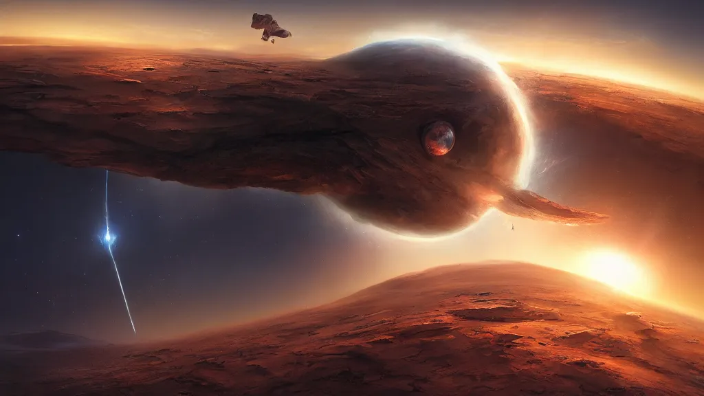 Prompt: the collision of the mars and the earth, art by Jessica Rossier,