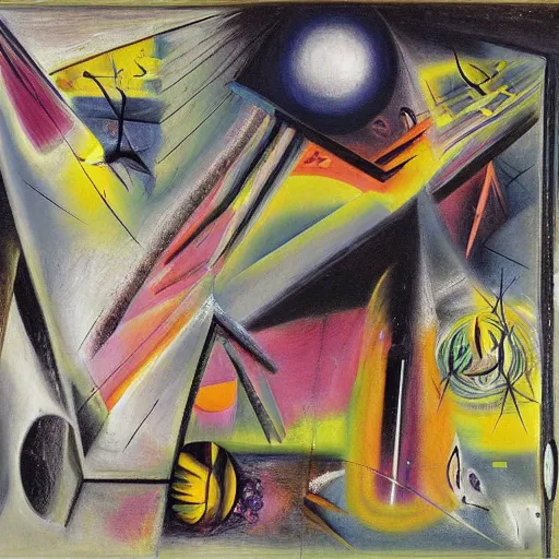 Prompt: Liminal space in outer space by Roberto Matta