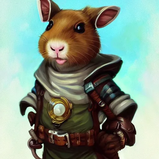 Image similar to cute little anthropomorphic Guinea Pig dressed Jetstream Sam, ultra wide lens shot , tiny, small, short, cute and adorable, pretty, beautiful, DnD character art portrait, matte fantasy painting, DeviantArt Artstation, by Jason Felix by Steve Argyle by Tyler Jacobson by Peter Mohrbacher, cinematic lighting