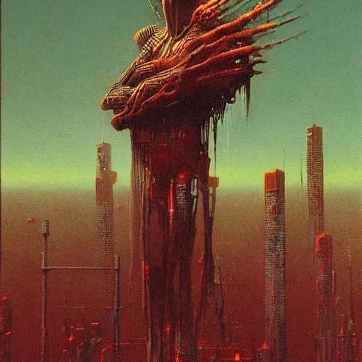 Prompt: cyberpunk painted by zdzisław beksinski