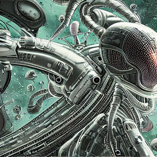 Image similar to an alien battle in space, intricate, ultra detailed, intricate, 8 k, in the style of mark cooper