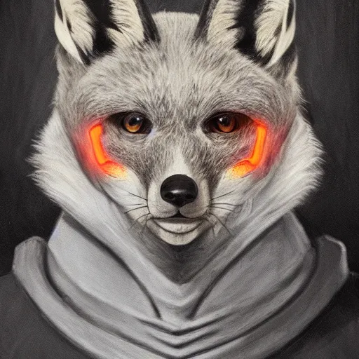 Image similar to old greyfox handsome man with high collar fantasy, symmetrical beautiful, portrait, painting, trending on artstation