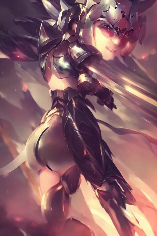 Image similar to pretty armored anime girl in a dynamic pose, SWAT armor, fullbody art, in the style of league of legends, character concept art, by WLOP, trending on artstation