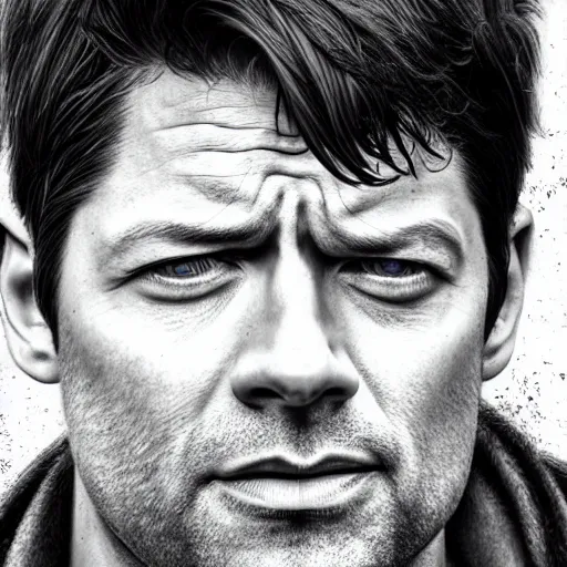 Prompt: photo of a broke Misha collins in the style of stefan kostic, realistic, sharp focus, 8k high definition, insanely detailed, intricate, elegant, art by stanley lau and artgerm