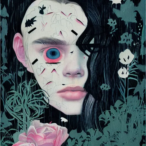 Image similar to Elle Fanning in a graveyard with ghosts picture by Sachin Teng, asymmetrical, dark vibes, Realistic Painting , Organic painting, Matte Painting, geometric shapes, hard edges, graffiti, street art:2 by Sachin Teng:4