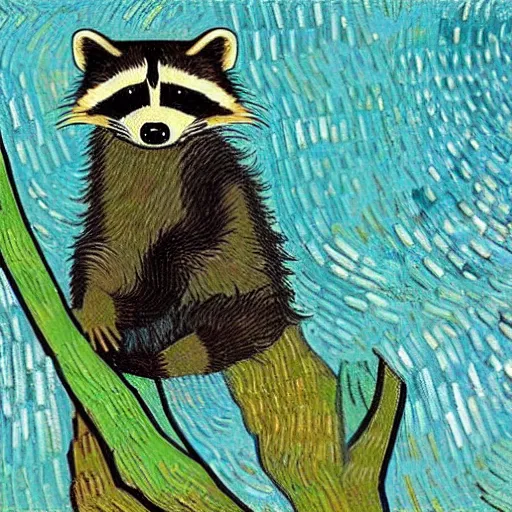 Image similar to raccoon in the style of Vincent van Gogh