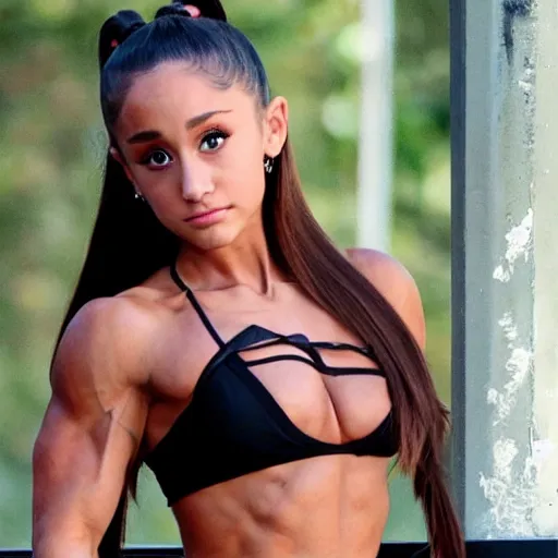 Image similar to buffed strong ariana grande