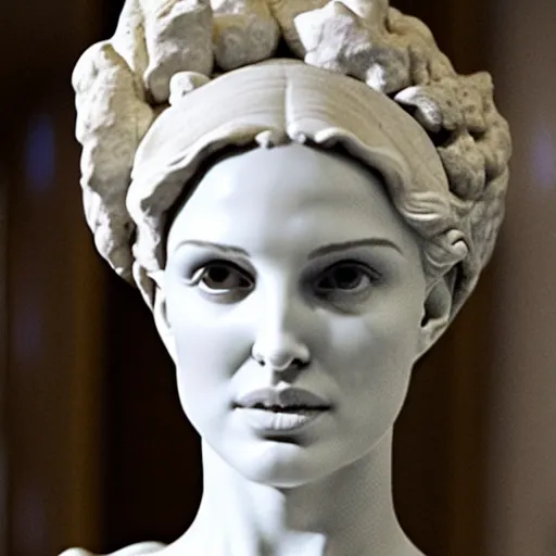 Image similar to natalie portman as a greek marble statue