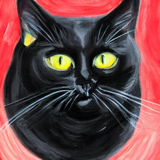 Prompt: very fat black cat hyperdetail painting