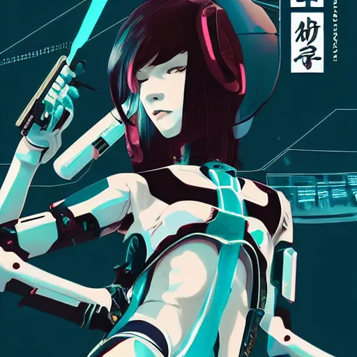 Prompt: Frequency indie album cover, luxury advertisement, teal and white colors. highly detailed post-cyberpunk sci-fi close-up cyborg detective assassin mecha pilot girl in asian city in style of cytus and deemo, mysterious vibes, by Ilya Kuvshinov, by Greg Tocchini, nier:automata, set in half-life 2, beautiful with eerie vibes, very inspirational, very stylish, with gradients, surrealistic, dystopia, postapocalyptic vibes, depth of filed, mist, rich cinematic atmosphere, perfect digital art, mystical journey in strange world, beautiful dramatic dark moody tones and studio lighting, shadows, bastion game, arthouse