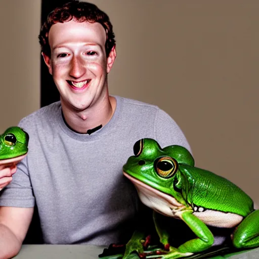 Image similar to mark zuckerberg holding a frog