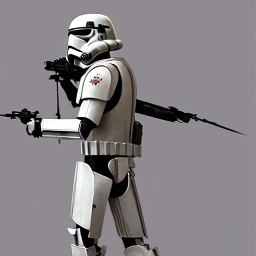 Image similar to extremely long shot of an imperial stormtrooper walking, concept art by Doug Chiang cinematic, realistic painting, high definition, concept art, the Mandalorian concept art style