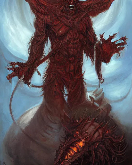 Image similar to a huge humanoid demon by BROM