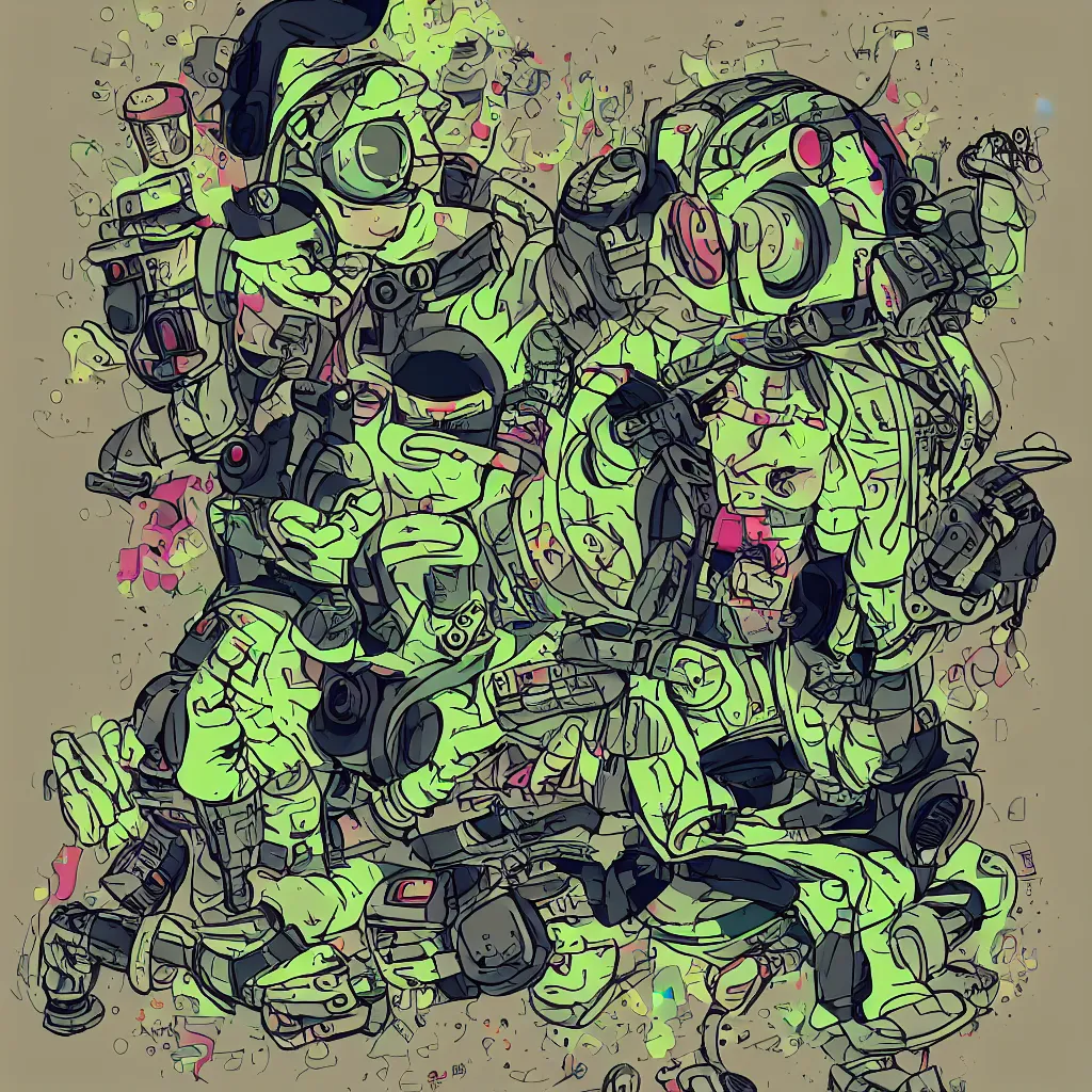 Image similar to a toad wearing headphones, ryuta ueda artwork, breakcore, style of jet set radio, y 2 k, gloom, space, cel - shaded art style, record store, data, minimal, code, cybernetic, dark, eerie, cyber