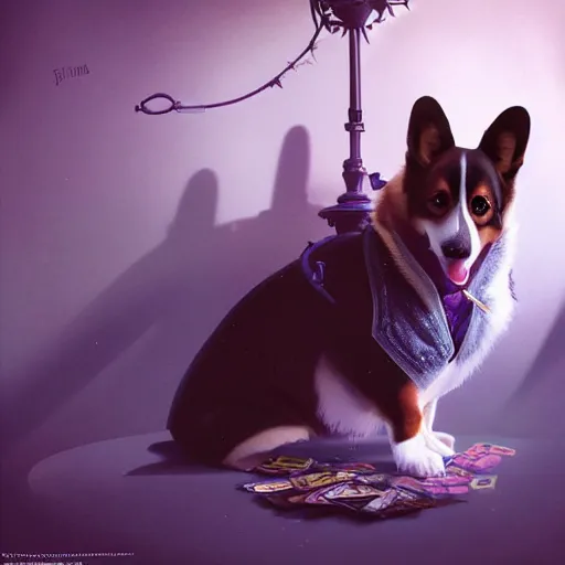 Prompt: “a magician enlarging their pet corgi through augmentation, Magic the Gathering, Simic experiment, Strixhaven, Quandrix, D&D, fantasy, intricate, cinematic lighting, highly detailed, digital painting, artstation, concept art, smooth, sharp focus, illustration, art by Artgerm and Greg Rutkowski and Alphonse Mucha”