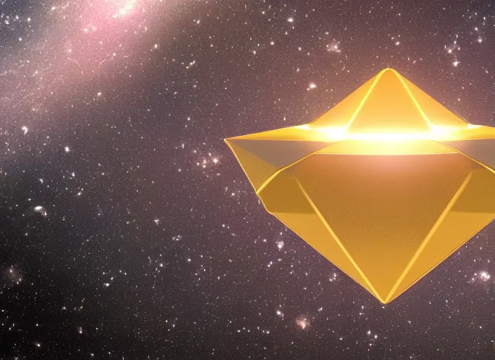 Prompt: a hyper realistic star tetrahedron floating in space, composition, photorealistic, epic