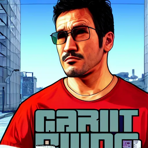 Image similar to portrait of Markiplier, GTA V cover art