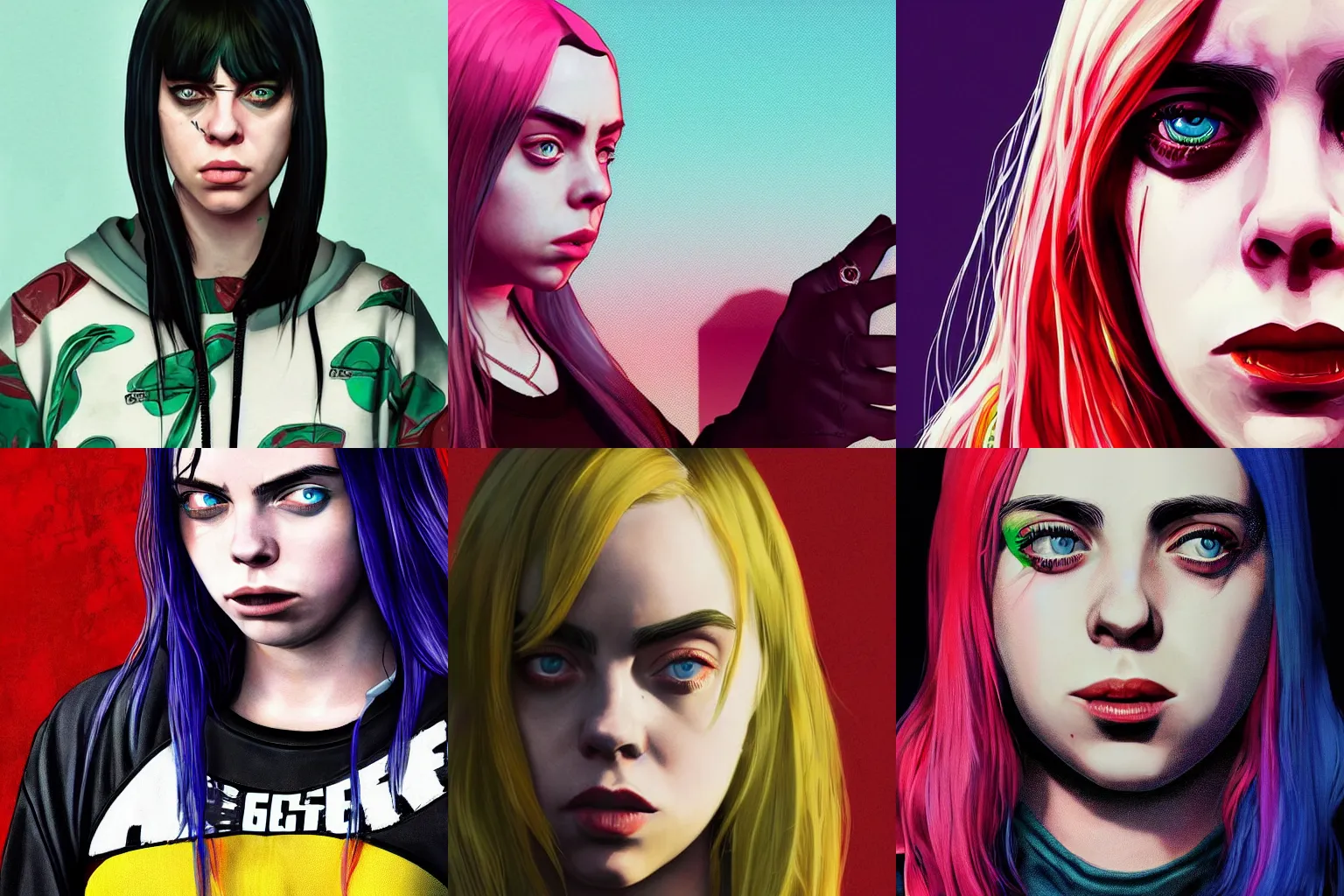 Prompt: Billie Eilish in Grand Theft Auto 5 covert art, epic, 4k resolution, extremely detailed, very sharp, artstation, digital art, vibrant