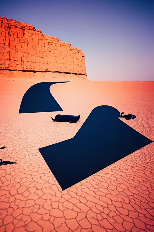 Image similar to 🐋🤖🦕👽🐳 in desert, photography by bussiere rutkowski andreas roch, 1 6 k