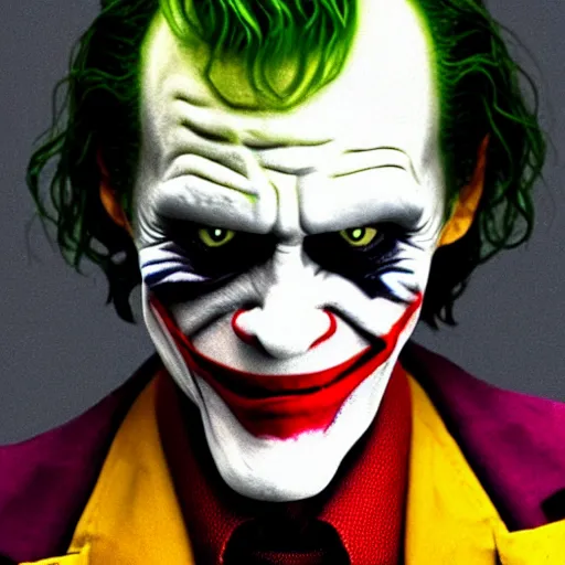 Image similar to film still of Willem Dafoe as The Joker